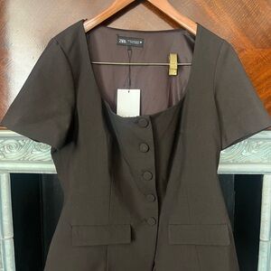 Zara Black Button-Front Dress